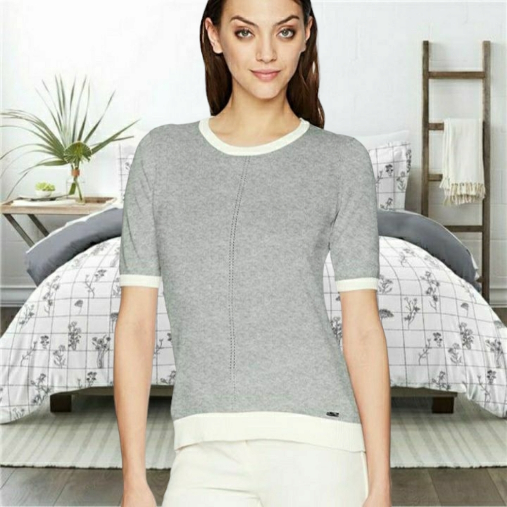 ● Calvin Klein | Women Boat neck stripped sweatshirt - Picture 1 of 16